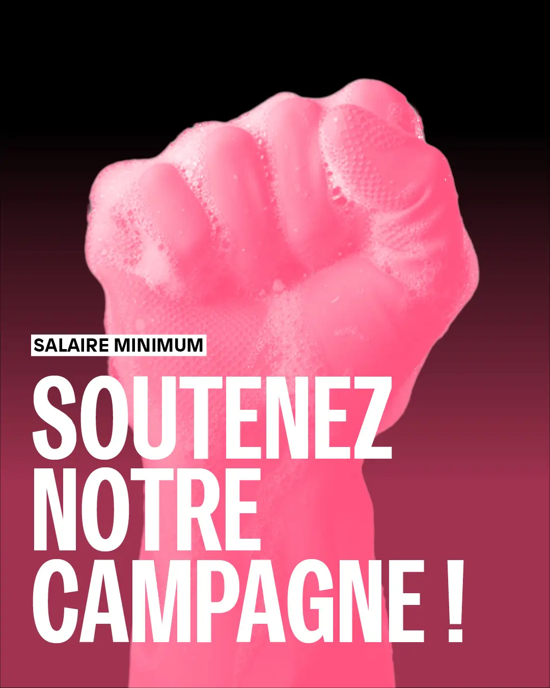 Visuel vertical d'appel de dons pour la campagne pour un salaire minumum