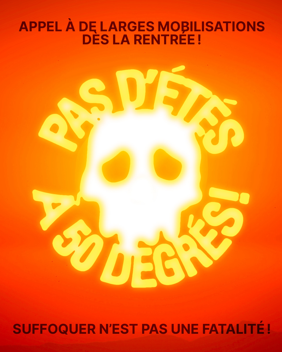 Visuel vertical de l’appel “Pas d’étés à 50 degrés!”