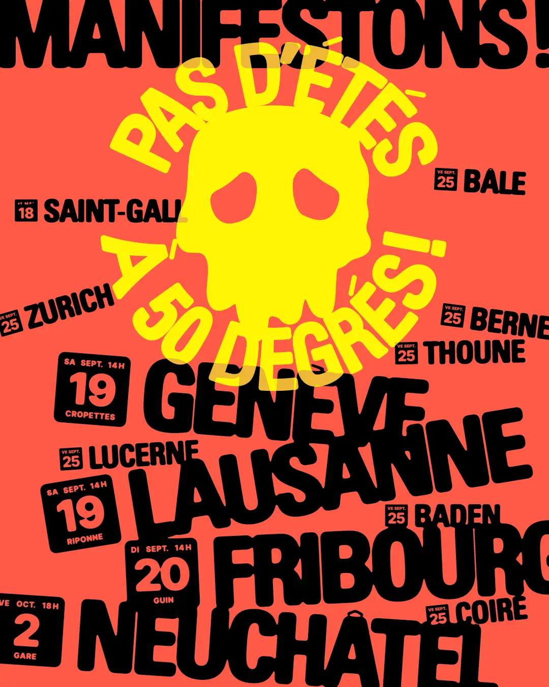 Visuel des manifestations “Pas d’étés à 50 degrés!»