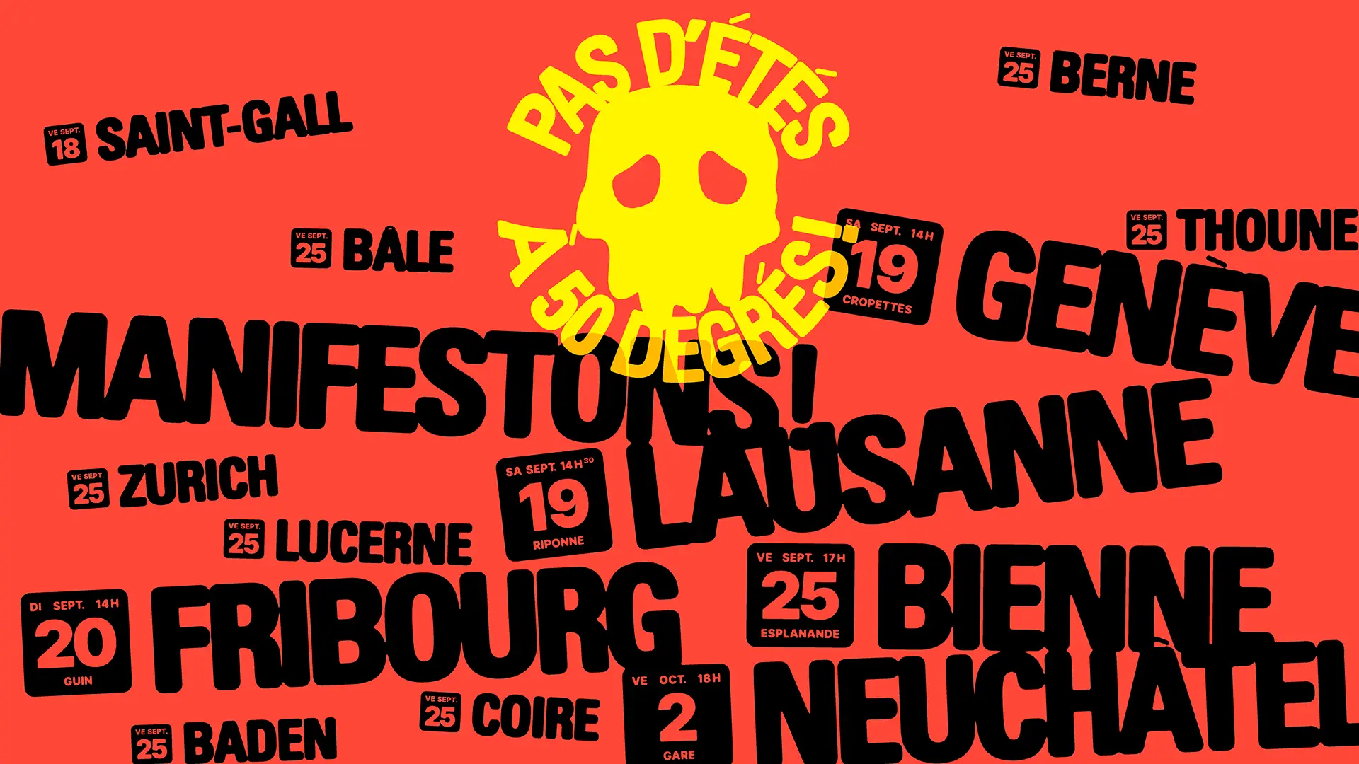 Visuel des manifestations “Pas d’étés à 50 degrés!»